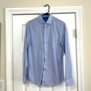 Original Penguin Men’s Heritage Slim Fit White Blue Checkered Shirt